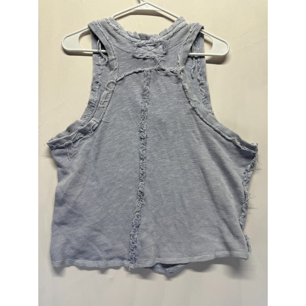 Free People Light Blue Distressed Ribbed Tank - Picture 2 of 11
